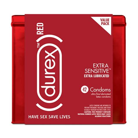 Durex Red Condom Extra Sensitive 42 Condoms Ultra Fine And Extra Lubricated Natural Latex