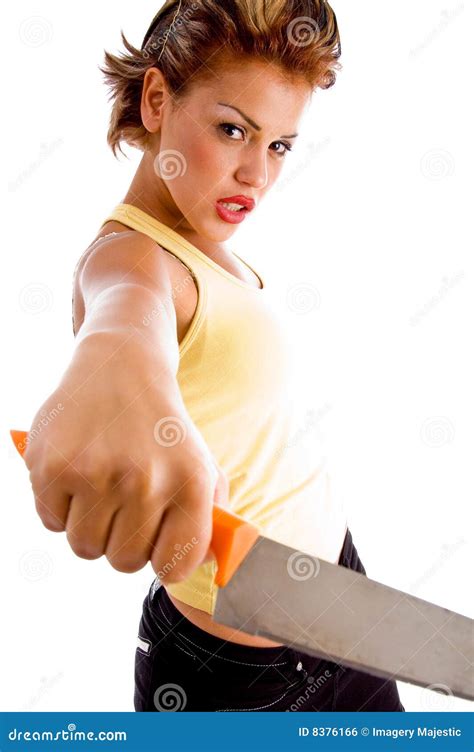 Angry Woman Showing Knife Stock Photo Image Of Kill Crime 8376166
