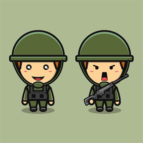 Premium Vector Cute Army Boy Cartoon Vector