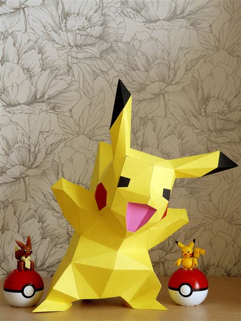3d Papercraft Pokemon Pikachu Diy Templates Etsy Papercraft Pokemon