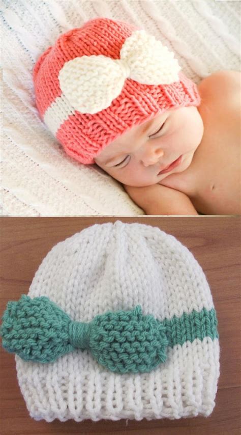 Free Knitting Pattern Knitted Baby Bow Hat New Craft Works