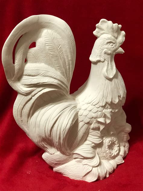 Rooster In Ceramic Bisque Ready To Paint