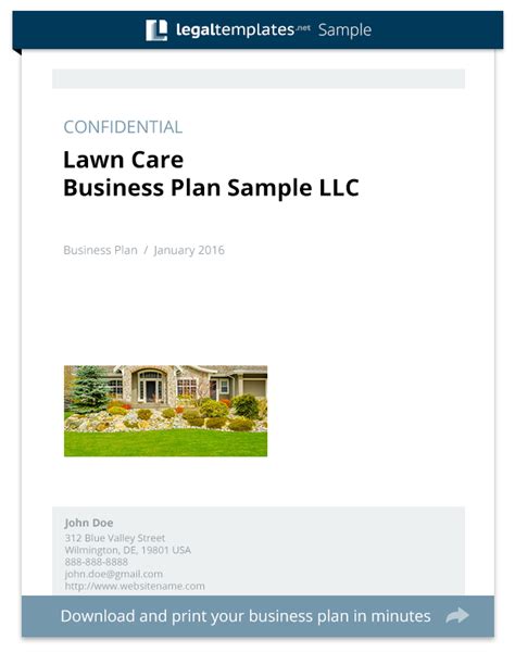 343 business plan templates and related forms you can edit, customize, and print for free. Lawn Care Business Plan Sample | Legal Templates
