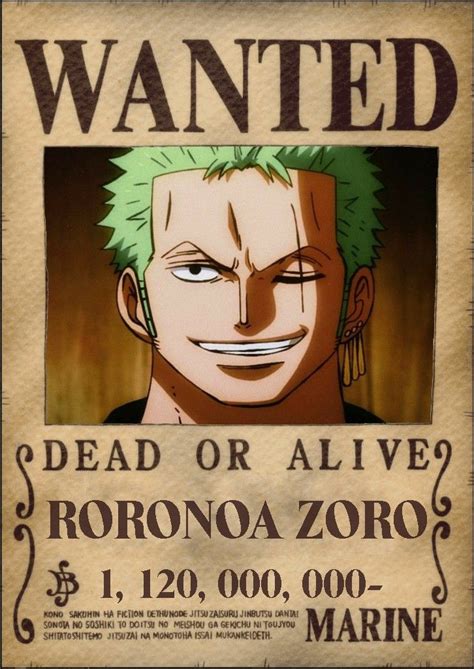 Bounty After Wano Arc🌟🌟 Impresión De Póster Zoro One Piece Anime
