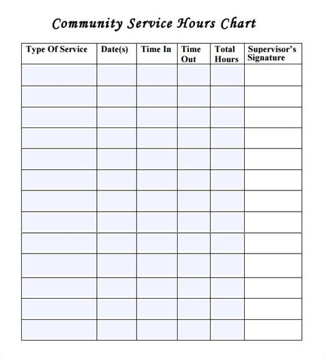 Free Community Service Timesheet Template Printable Templates