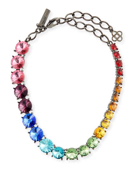 Oscar De La Renta Swarovski Crystal Cascade Rainbow Necklace Neiman