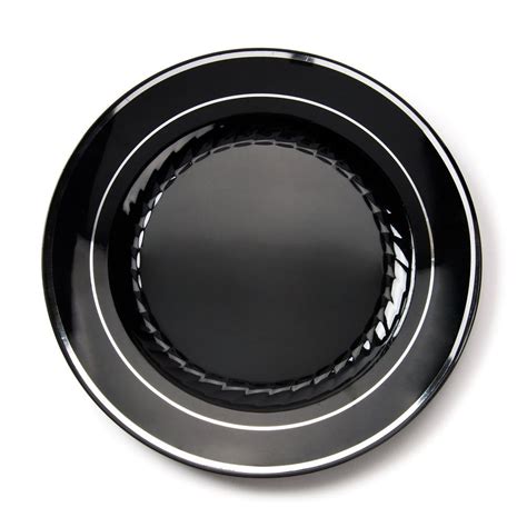 Fineline Silver Splendor 510 Bks 10 Black Customizable Plastic Plate