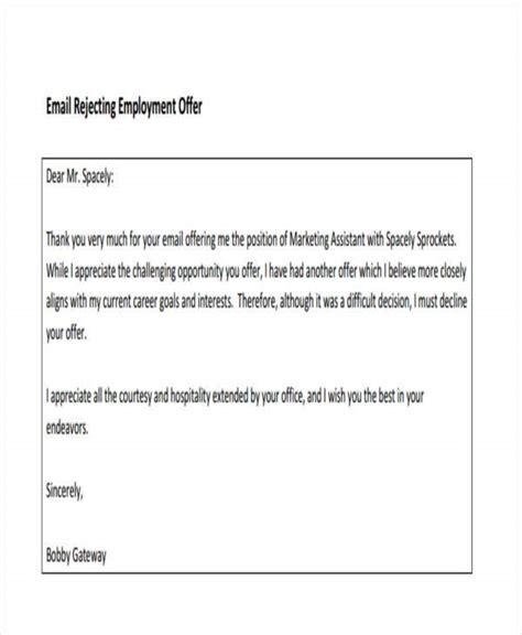 It's a simple task if done right, which basically means putting it in writing, keeping it short and being respectful of sometimes, especially when you're interviewing with human resources or a job hunter, going for the job you don't want can lead to an immediate offer. 6+ Email Rejection Letter Templates - Free Word, PDF, Doc ...