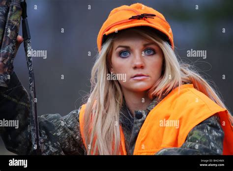 Young Woman 21 Yo Female Hunter Orange Blaze Vest Stormy Kromer Hat