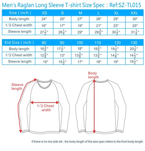 T Shirt Size T Shirt Standard Size Custom T Shirt Size Chart Mens