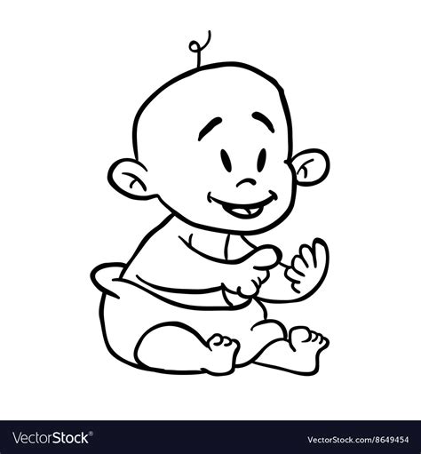 Black And White Baby Cartoon Royalty Free Vector Image