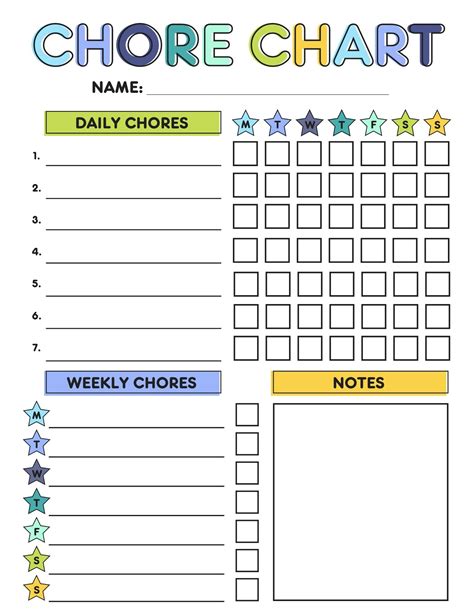 Free Printable Chore Charts For Kids Pretty Sweet Printables