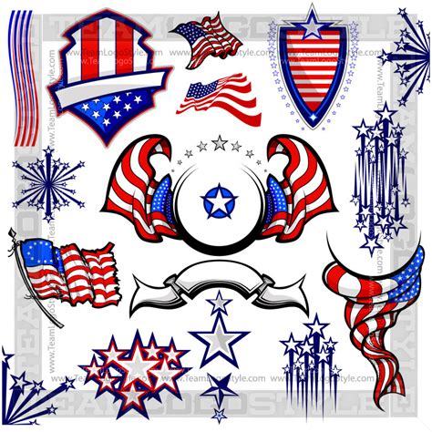 American Flag Clip Art Vector Elements Vector Design Elements