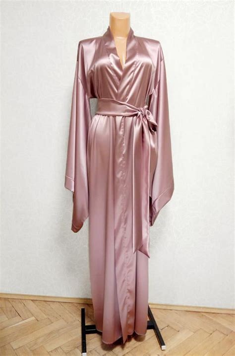 Mulberry Silk Kimono Robe Pink Silk Robe Long Satin Robe Etsy Artofit