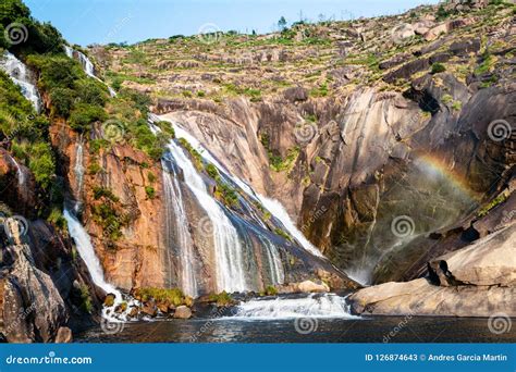 Waterfall Of Ezaro On The River Jallas In Galicia Spain Stock Image