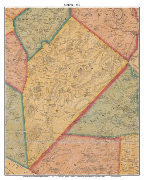 Monroe 1859 Old Map Homeowner Names Genealogy Orange Etsy In 2022