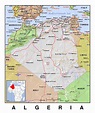 Detallado mapa político de Argelia con relieve | Argelia | África ...