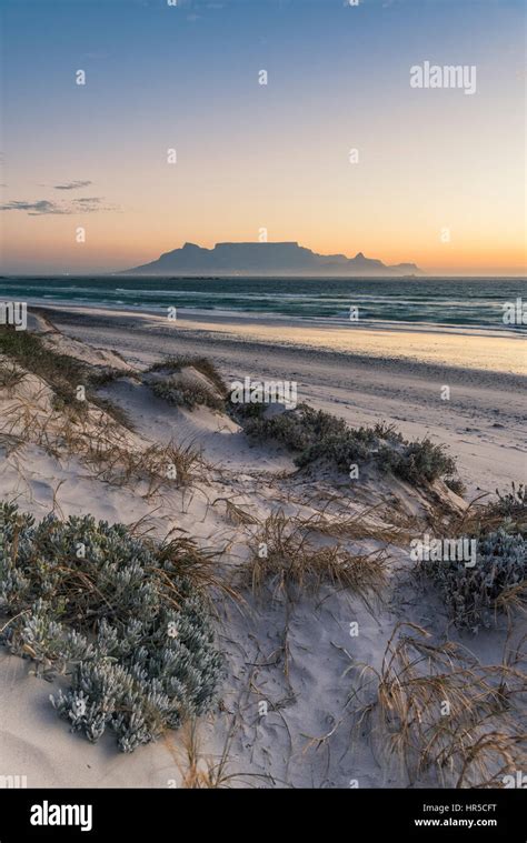 View Of Table Mountain At Sunset From Big Bay Bloubergstrand Cape