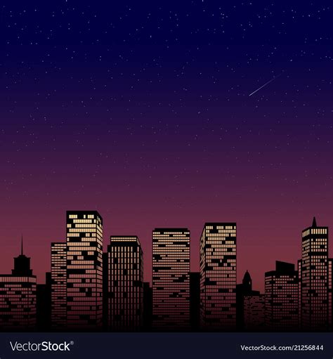 Night City Skyline Cityscape Background Royalty Free Vector