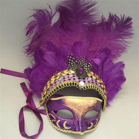 Mardi Gras Masquerade Purple Feather Headpiece Carnival Etsy