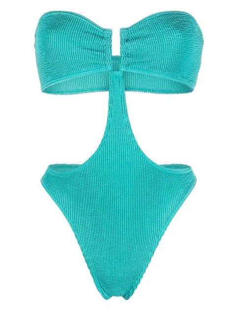 Bond Eye Crinkled Cut Out Swimsuit Blue Editorialist