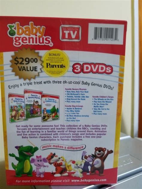 New Baby Genius Set Baby Genius 3 Dvd Set Baby Genius Favorite Nursery