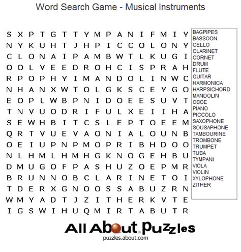 14 Cool Music Word Search Puzzles