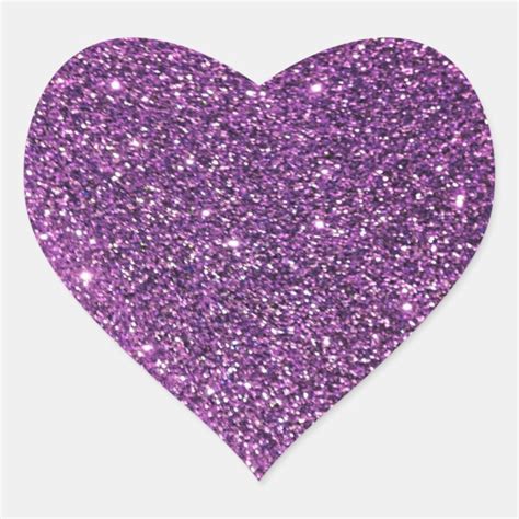 Purple Glitter Heart Stickers Zazzle