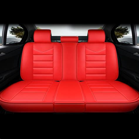 us deluxe car seat cover bright red leather frontandrear 5 seats cushion