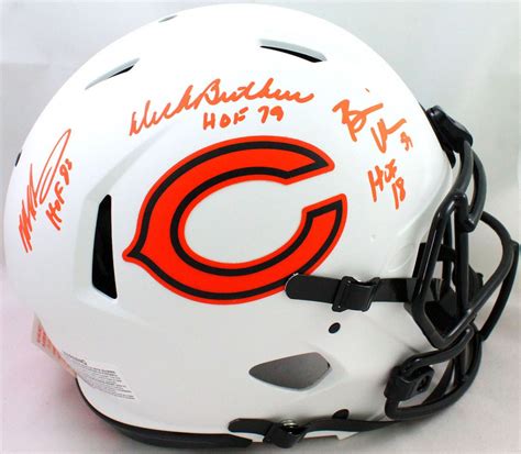 Dick Butkus Mike Singletary And Brian Urlacher Signed Bears Full Size Authentic On Field Lunar