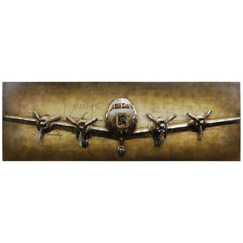 Empire Art Direct Airplane Hand Painted 3d Metal Wall Art 24 X 72 X 2 2 Ready To Hang