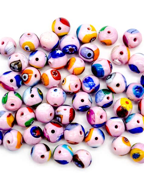 Authentic Murano Glass Loose Beads 50 Pcs 8mm Flowered Beads Etsy