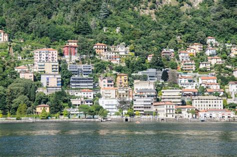 Panoramic View Of The City Of Como Over The Lake Como Italy Stock