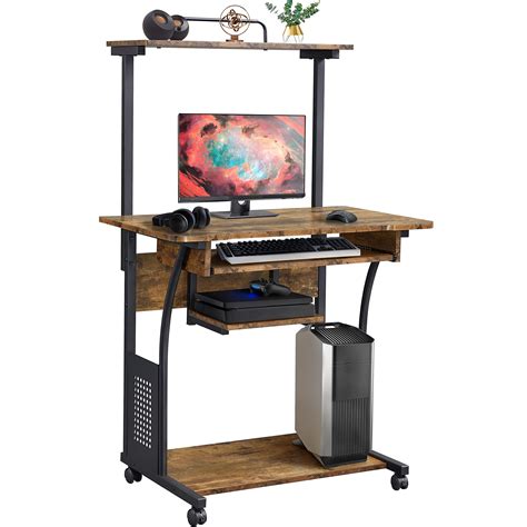 Buy Topeakmart Retro Computer Desk On Wheels Mobile Computer Desk With