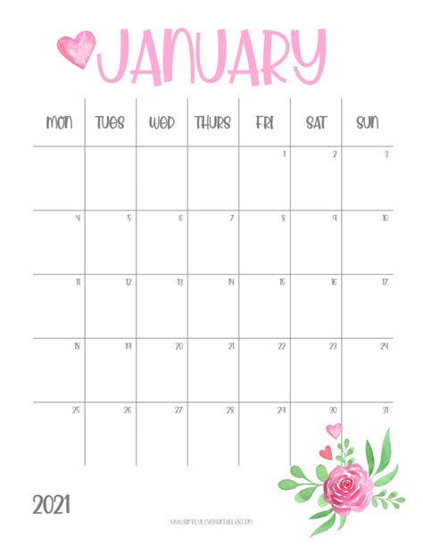 Januar Kalender 2021 Pink Kalender Mar 2021