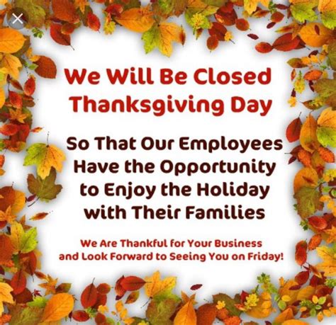 Closed For Thanksgiving Sign Template