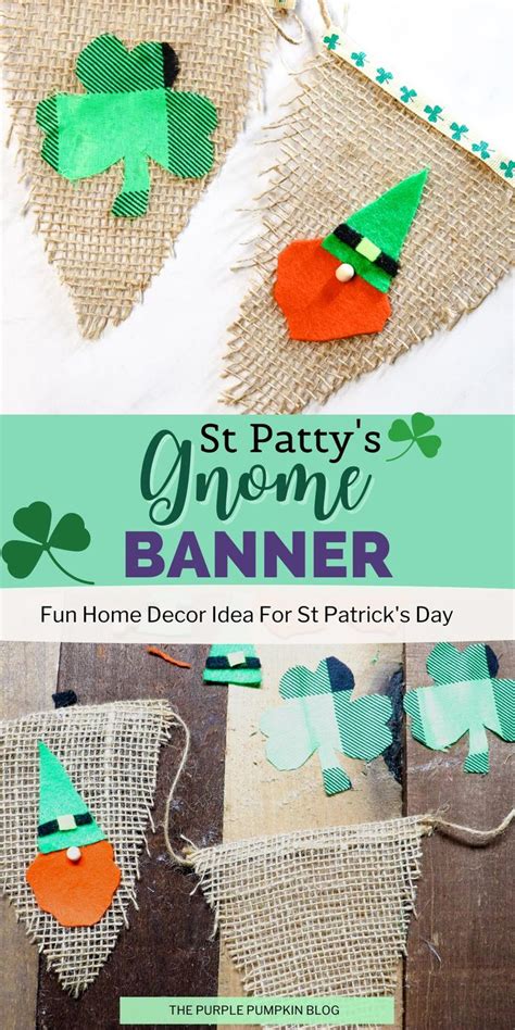 St Pattys Gnome Banner Craft Crafts Inexpensive Crafts Cute Banners