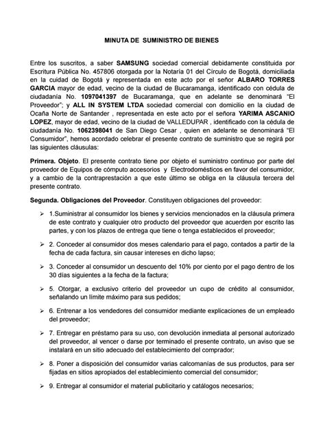 Contrato Suministro By Camila Issuu