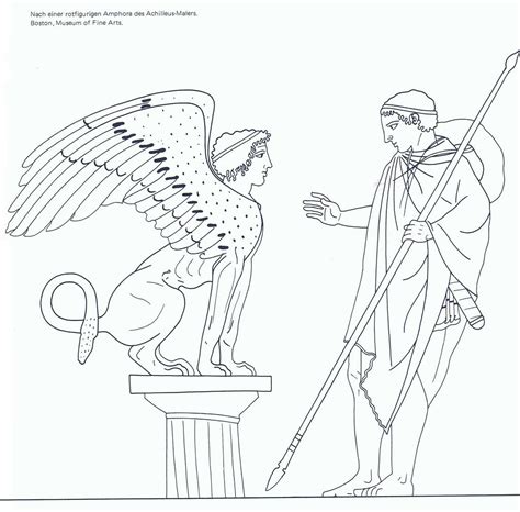 Oedipus Solves The Riddle Of The Theban Sphinx Ancient Greek Art Greek Art Greek Drawing