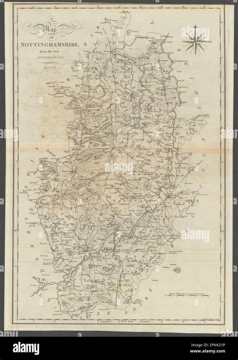 A Map Of Nottinghamshire From The Best Authorities County Map Cary