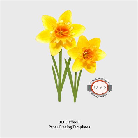 3D Daffodil Flower SVG Digital Die Cut Paper Piecing Templates | Etsy