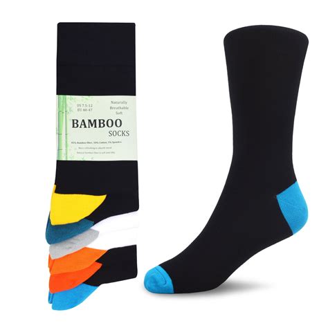 Wecibor Mens Bamboo Socks Premium Luxury Crew Dress Socks 6 Pack Men