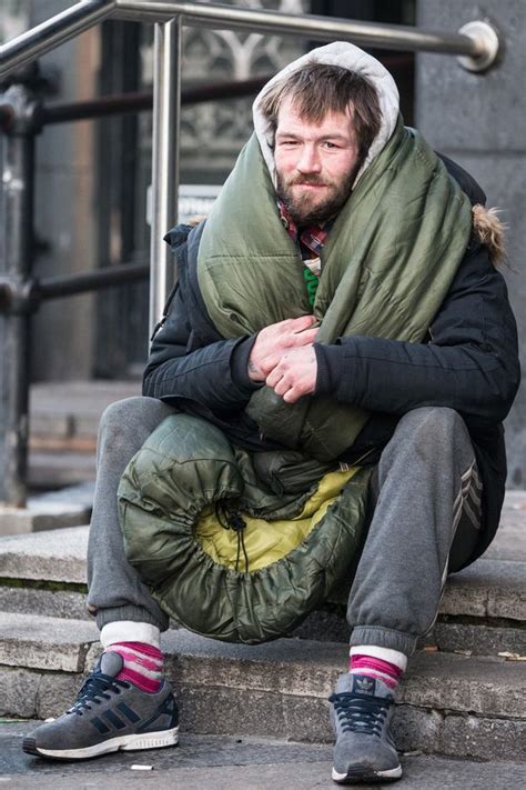 Sleep out isn't about pretending to be homeless. Homeless man shares his sleeping bag with rats to keep ...