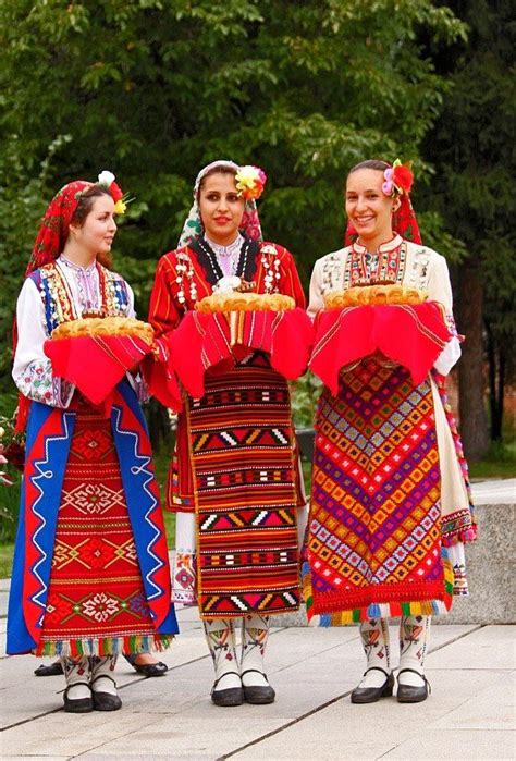 Trio Of Girls Wearing Traditional Bulgarian Costumes Folk Costume Costumes Around The World