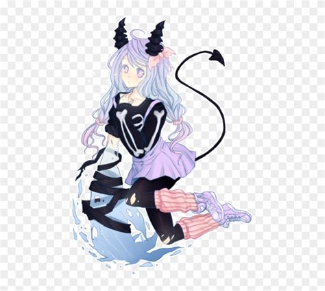 Tumblr Kawaii Creepy Devil Pastel Bones Tail Goth