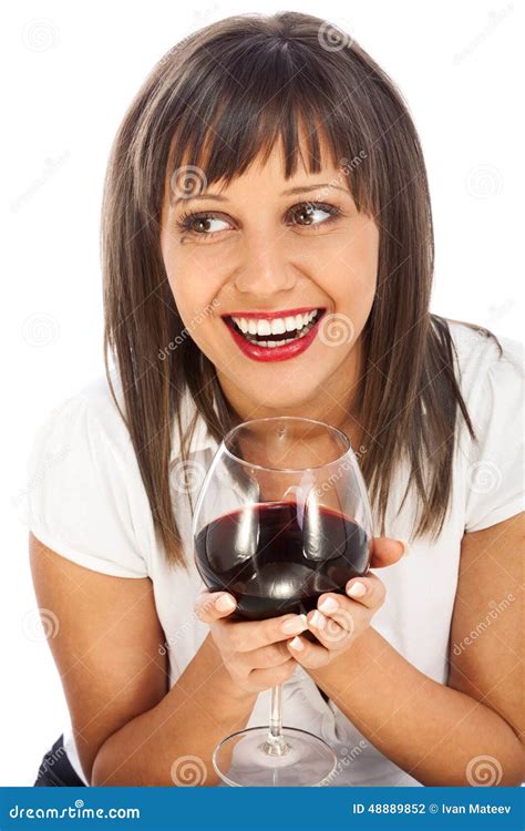 Young Woman Drinking Red Wine Stock Photo Image Of Colorful Head