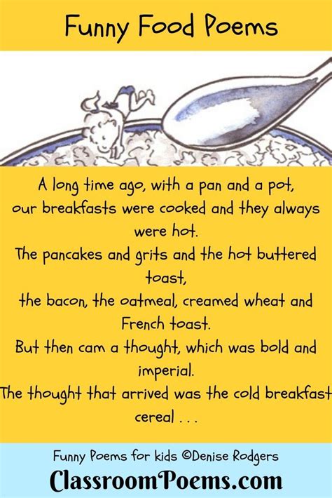 Food Poems Funny Poems For Kids Funny Poems Poetry For Kids