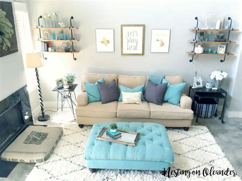 Aqua And Grey Living Room