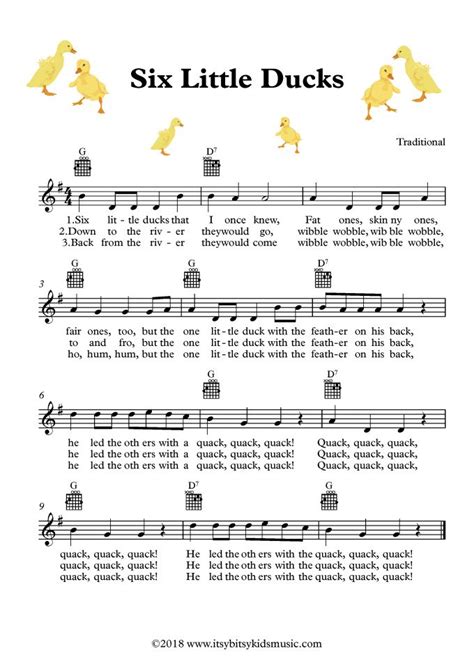 Six Little Ducks Great Song Lyrics Nursery Rhymes Lyrics Classroom