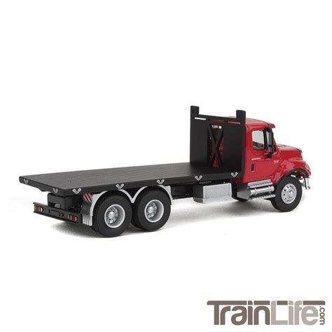 Ho Scale International 7600 3 Axle Flatbed Truck Red W Black